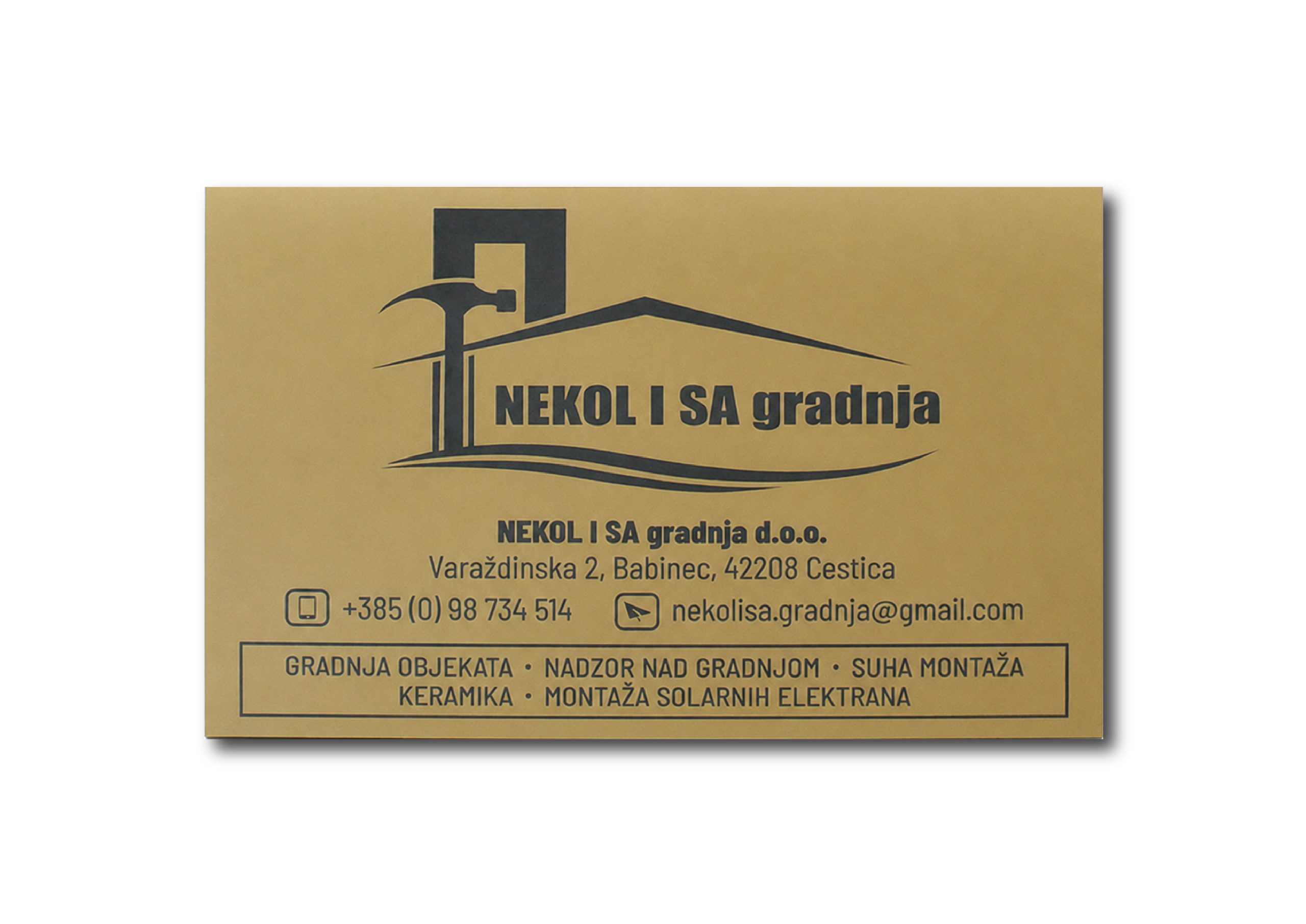 Natpisna tabla A2 od graverske plastike — reklamne table po mjeri