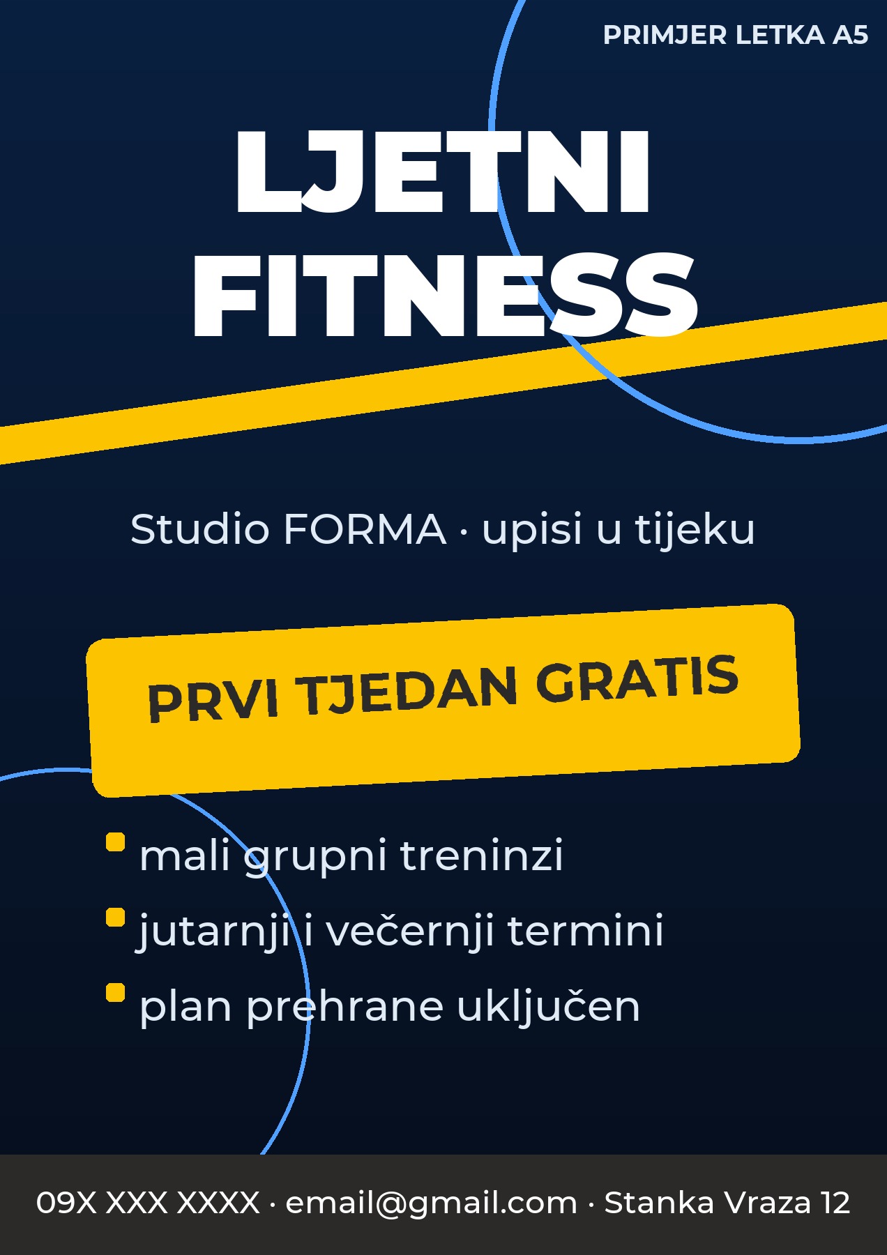 Standardni letak A5 Primjer letka A5 — upisi i članstva